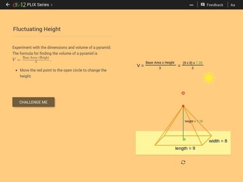 Volume of Pyramids: Fluctuating Height Interactive