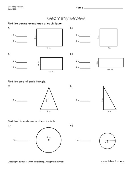 Geometry Review Worksheet
