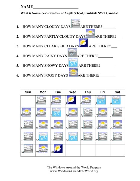 Weather Worksheet