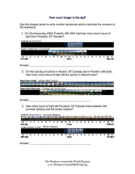 How Much Longer is the Day? Worksheet