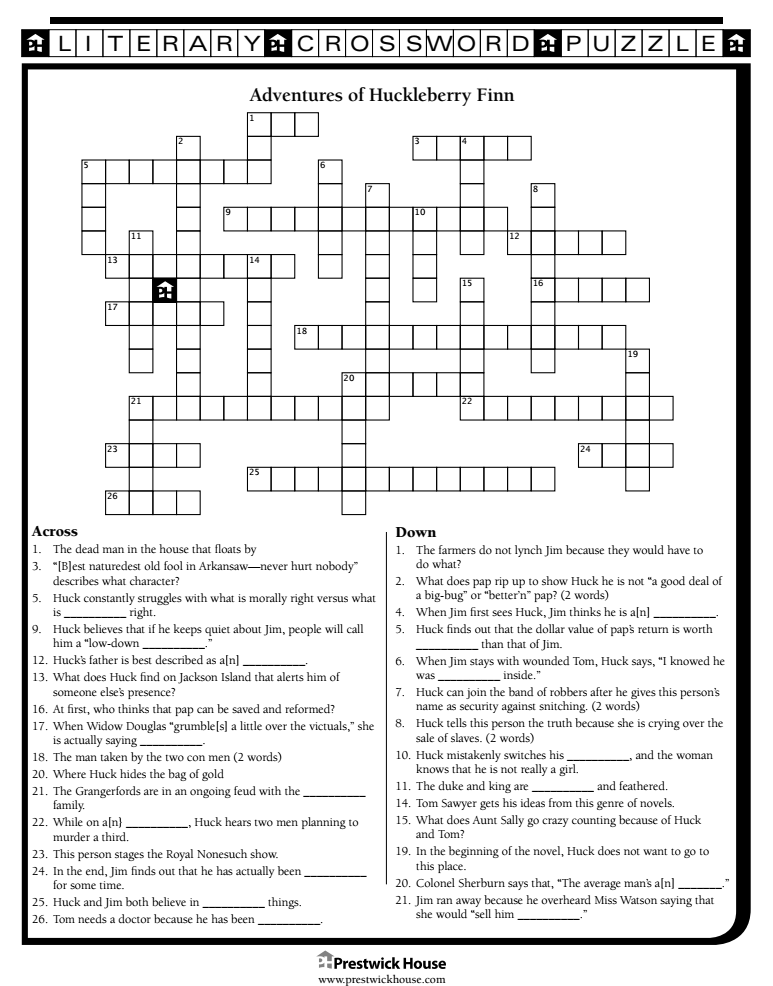 Adventures of Huckleberry Finn Worksheet