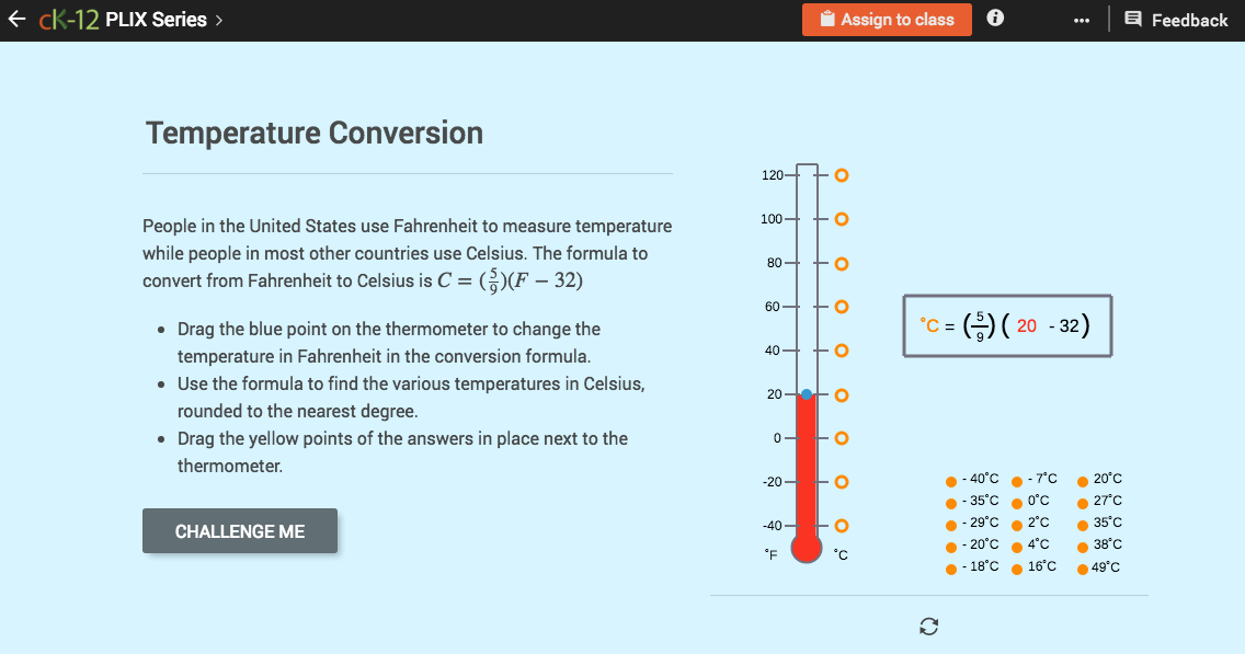 Algebra Expressions with Fraction Bars: Temperature Conversion Interactive