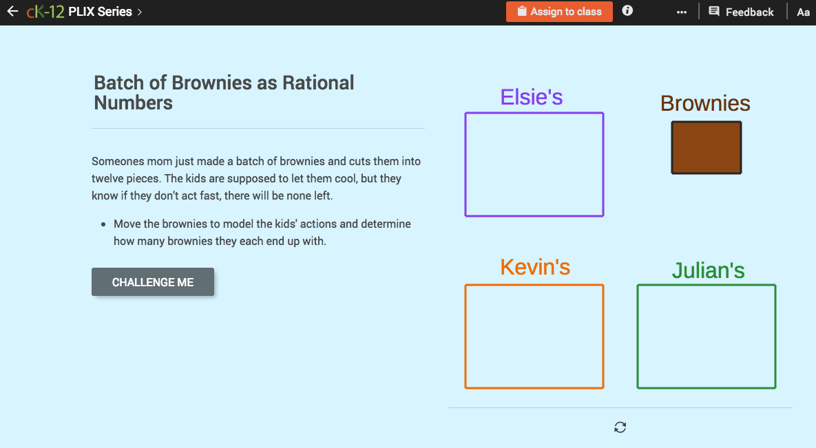 Rational Numbers in Applications: Batch of Brownies as Rational Numbers Interactive