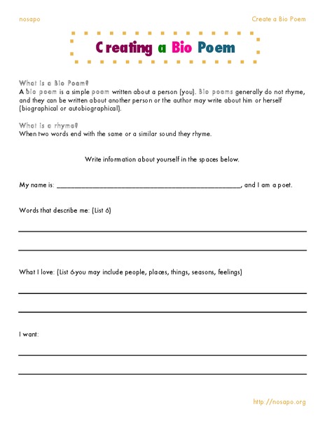 Creating a Bio Poem Handout