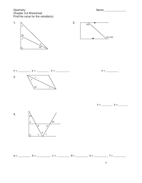 Geometry: Angles Worksheet