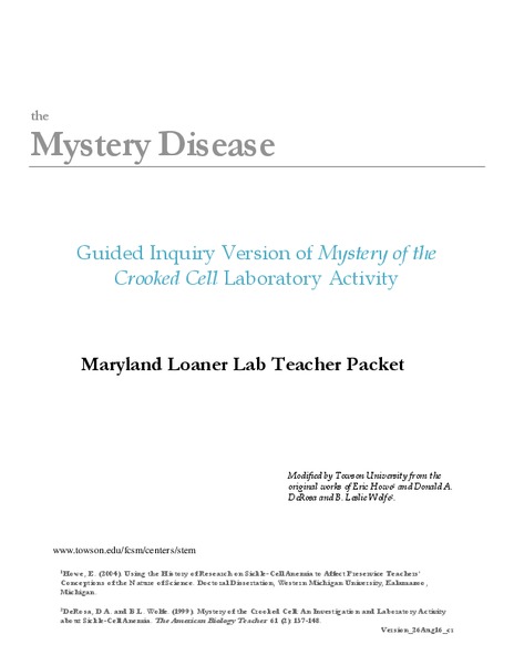 Mystery Disease Lesson Plan
