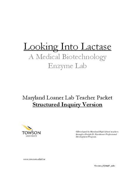Looking Into Lactase: Structured Inquiry Lesson Plan