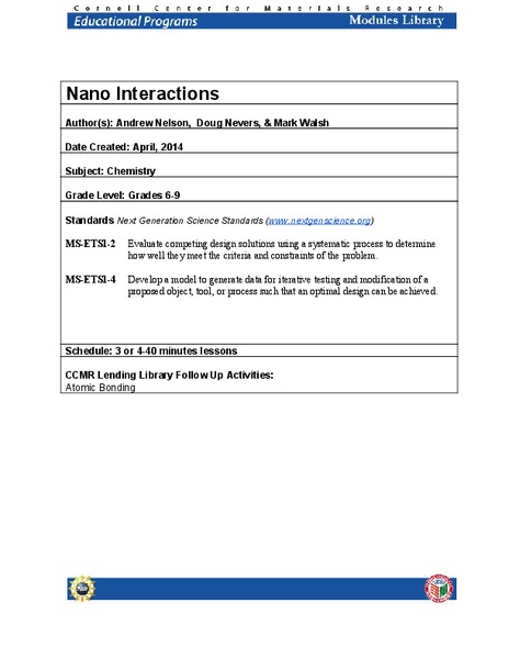 Nano Interactions Lesson Plan
