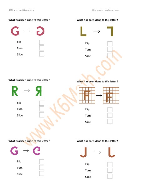 Geometry: Flip, Turn or Slide? Worksheet