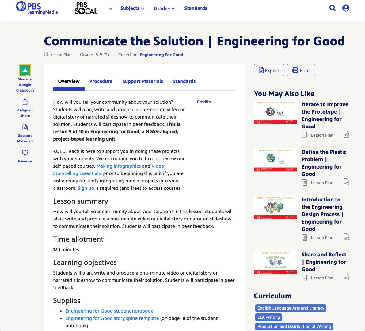 Communicate the Solution Lesson Plan