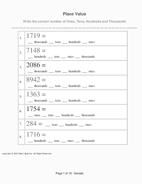 From Place Value to Fractions Worksheet