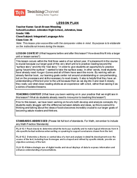 Storyboard Lesson Plan Lesson Plan