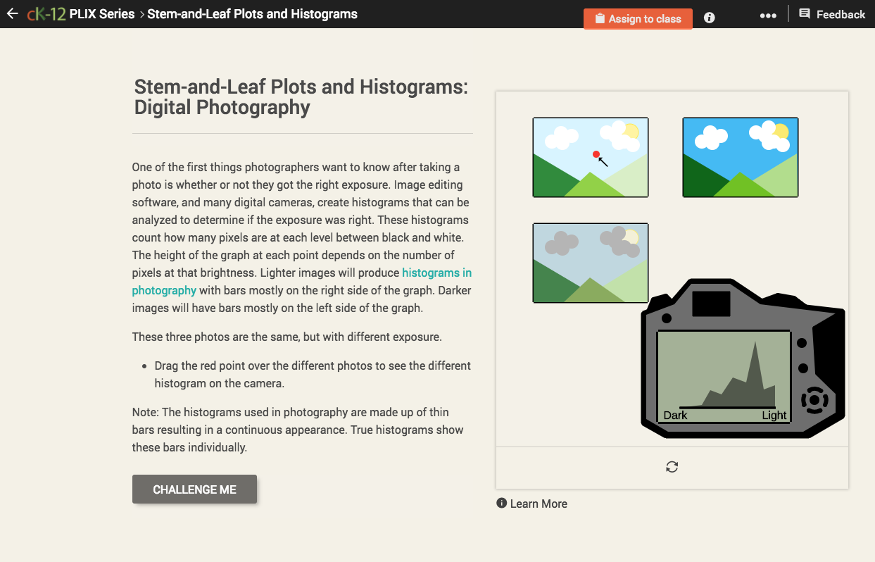 Stem-and-Leaf Plots and Histograms: Digital Photography Interactive