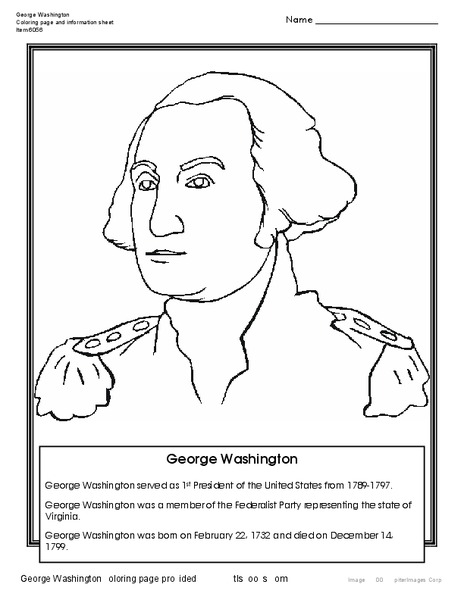 George Washington Coloring Page Worksheet