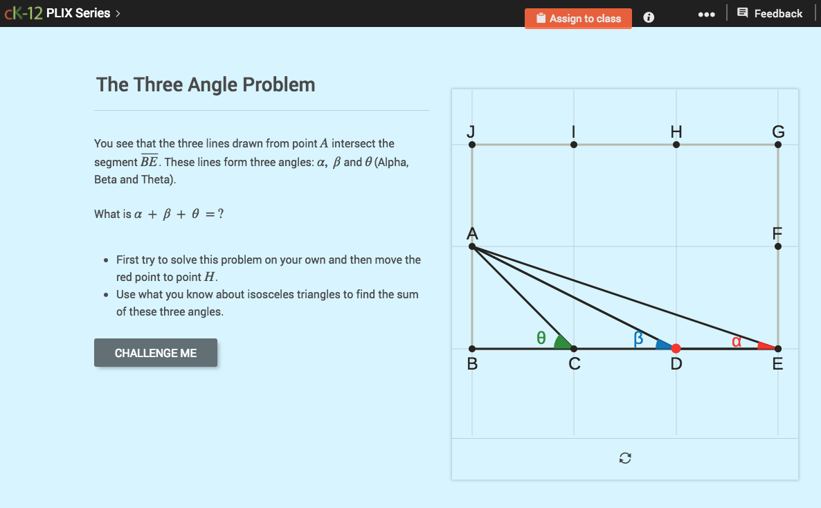 Proofs: Angle Pairs and Segments—The Three Angle Problem Interactive