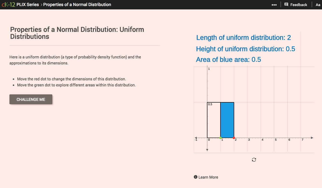 Properties of a Normal Distribution: Uniform Distributions Interactive