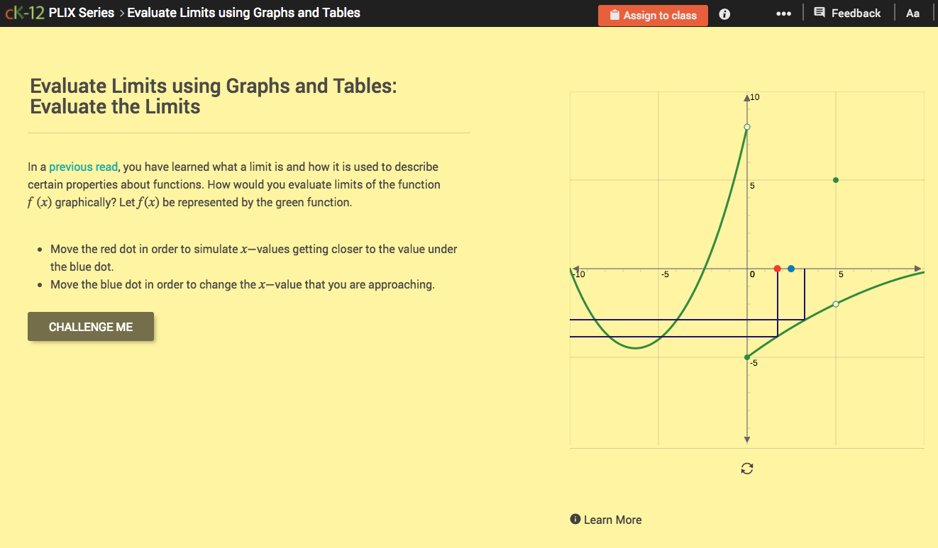 Evaluate Limits Using Graphs and Tables: Evaluate the Limits Interactive