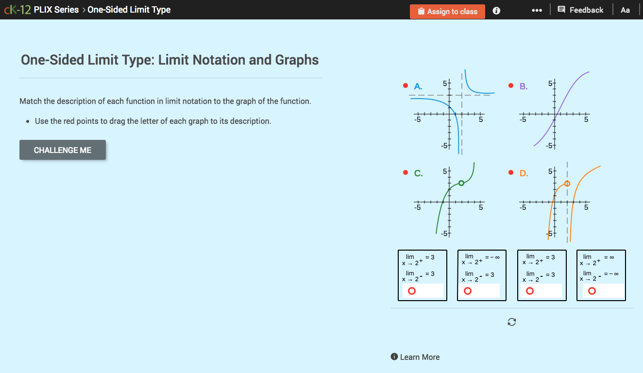 One-Sided Limit Type: Limit Notation and Graphs Interactive