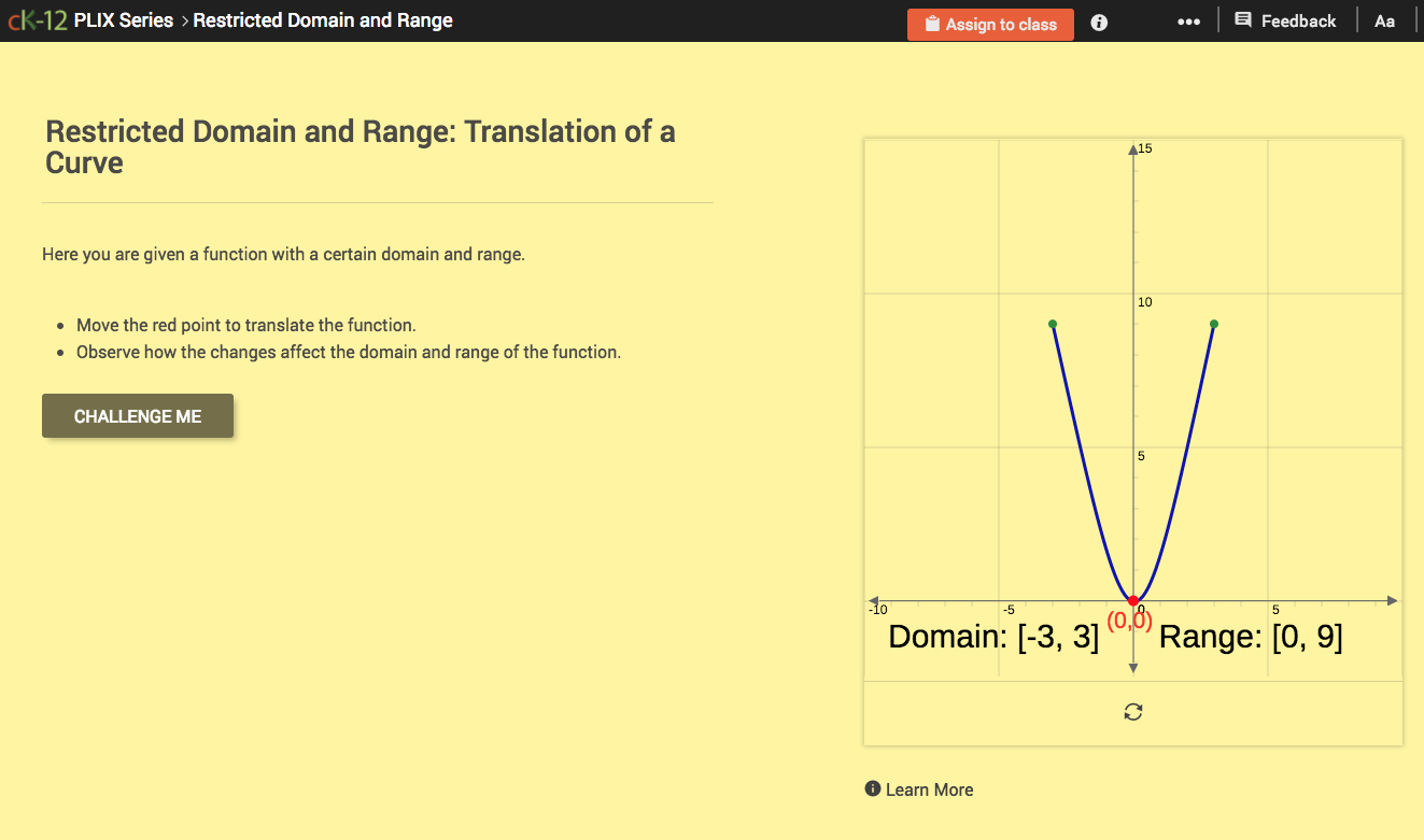 Restricted Domain and Range: Translation of a Curve Interactive