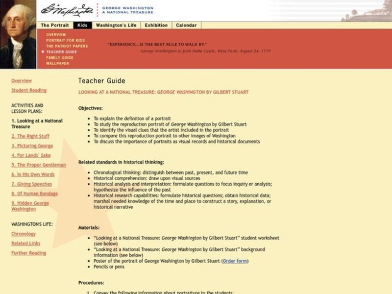 Looking at a National Treasure: George Washington Lesson Plan