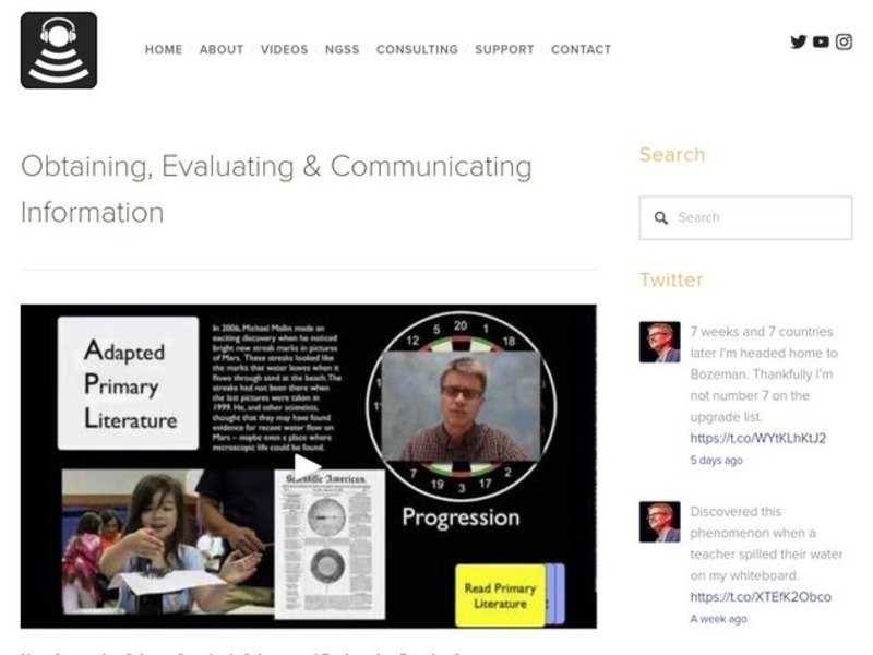 NGSS: Obtaining, Evaluating and Communicating Information Instructional Video