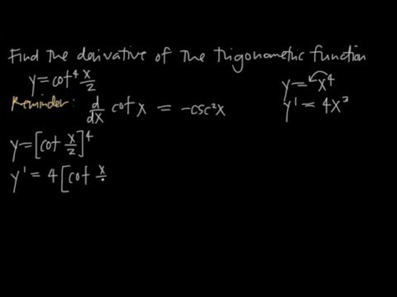 Derivative of cot^4(x/2) Instructional Video