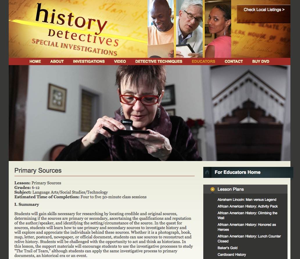 Primary Sources Lesson Plan