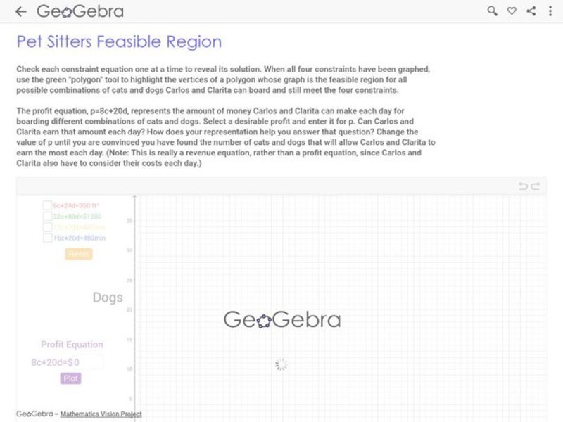 Pet Sitters Feasible Region Interactive