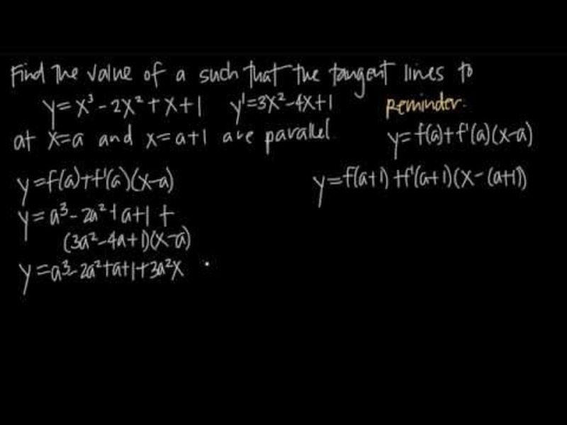 Value that Makes Two Tangent Lines Parallel Instructional Video