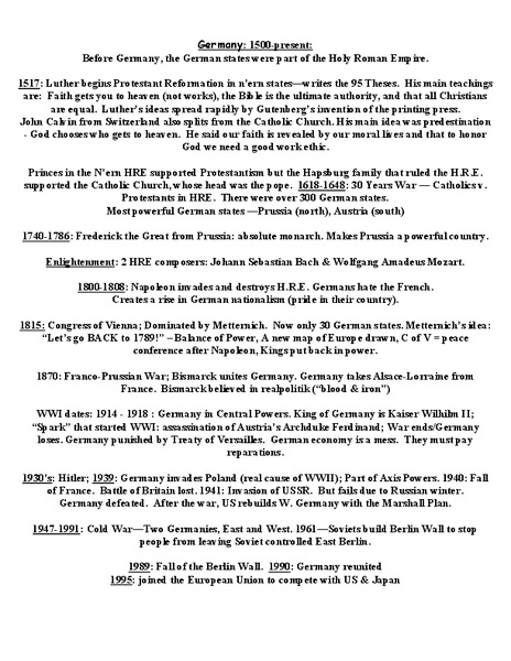 Germany : 1500-present Lesson Plan