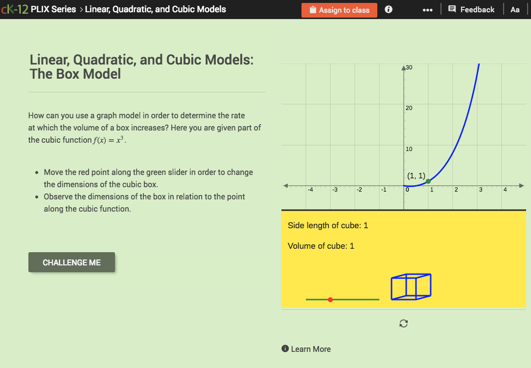 Linear, Quadratic, and Cubic Models: The Box Model Interactive
