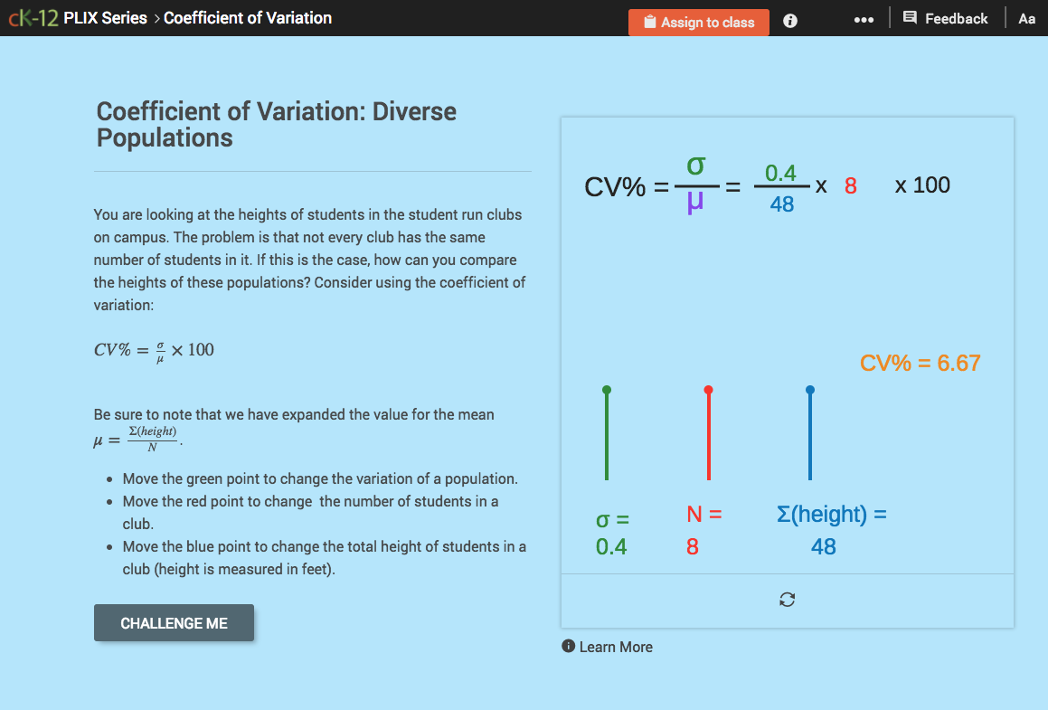 Coefficient of Variation: Diverse Populations Interactive