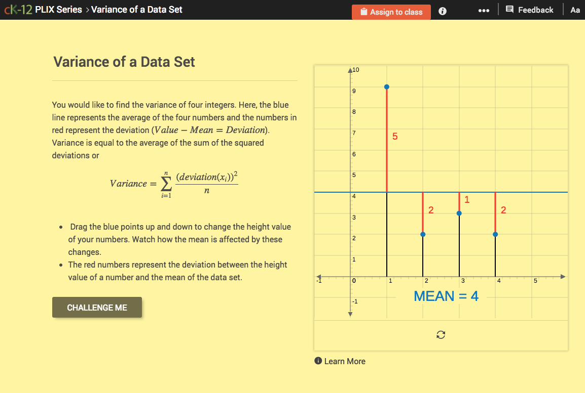 Variance of a Data Set Interactive