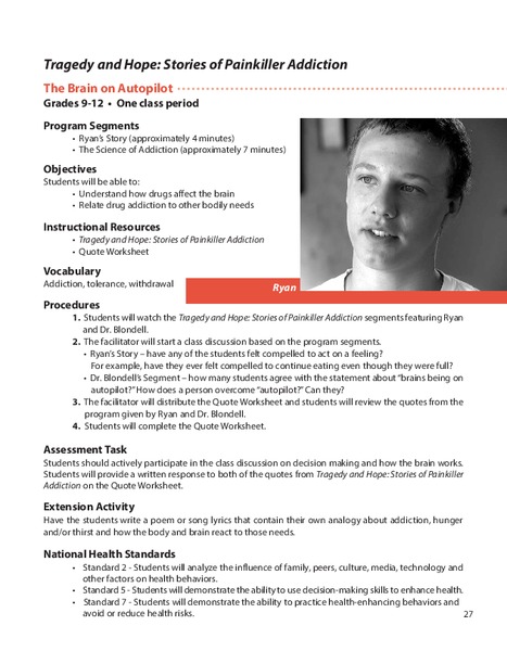 Stories of Painkiller Addiction: The Brain on Autopilot Lesson Plan