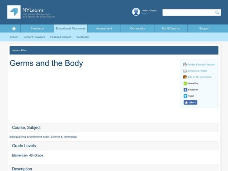 Germs and the Body Lesson Plan