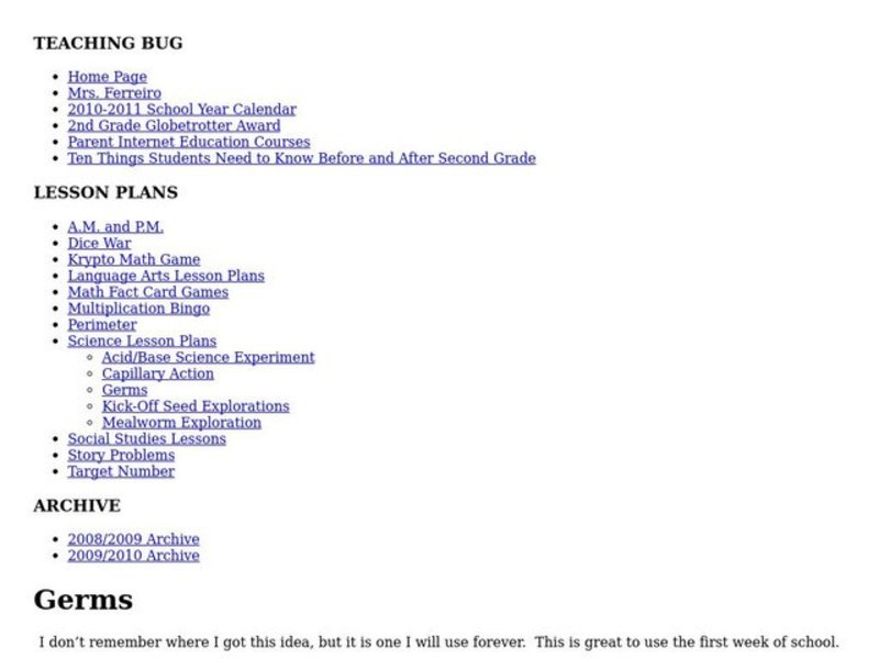 Germs Lesson Plan
