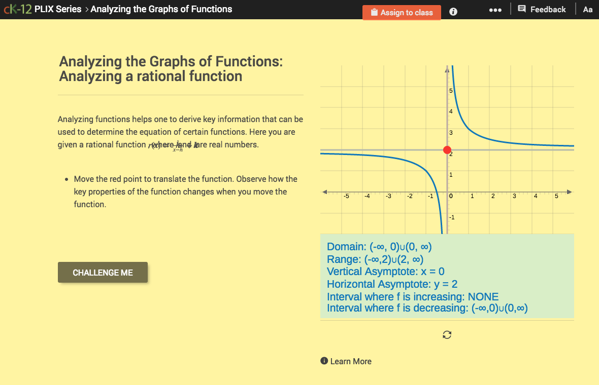 Analyzing the Graphs of Functions: Analyzing a Rational Function Interactive