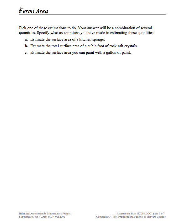 Fermi Area Assessment