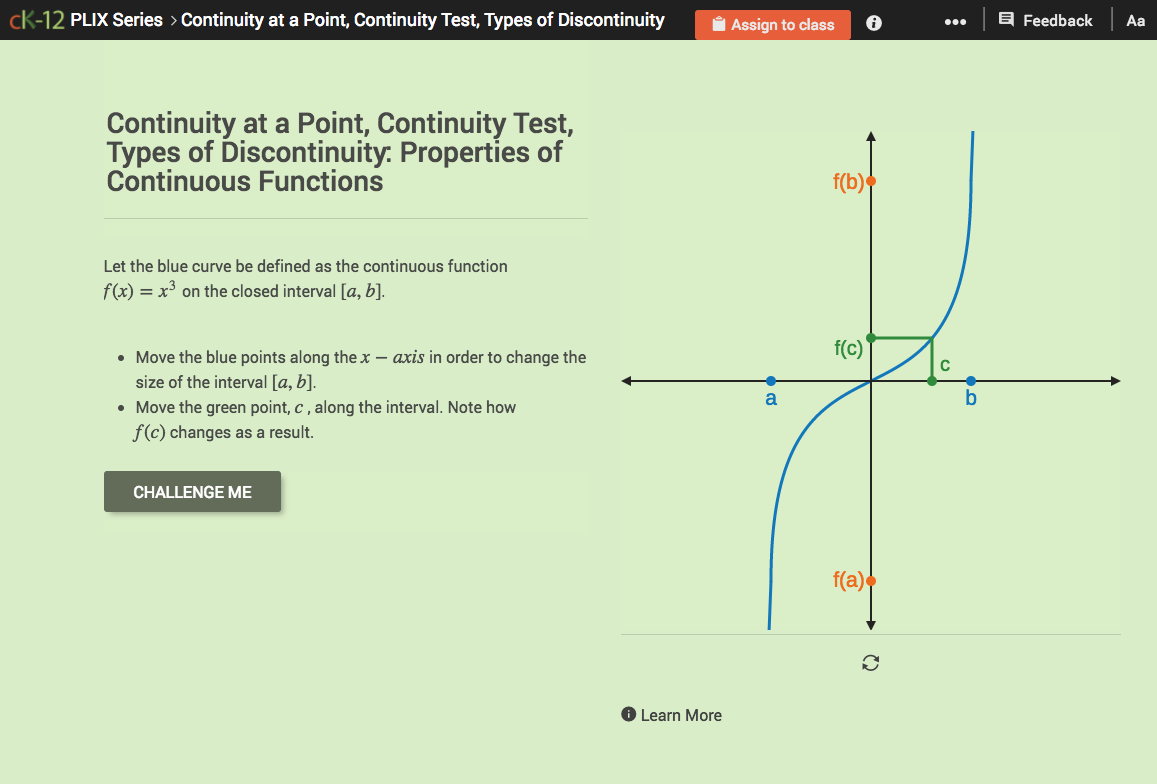 Continuity at a Point, Continuity Test, Types of Discontinuity: Properties of Continuous Functions Interactive