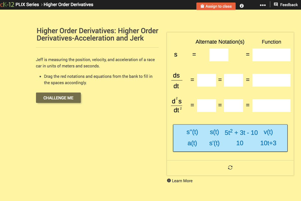 Higher Order Derivatives—Acceleration and Jerk Interactive