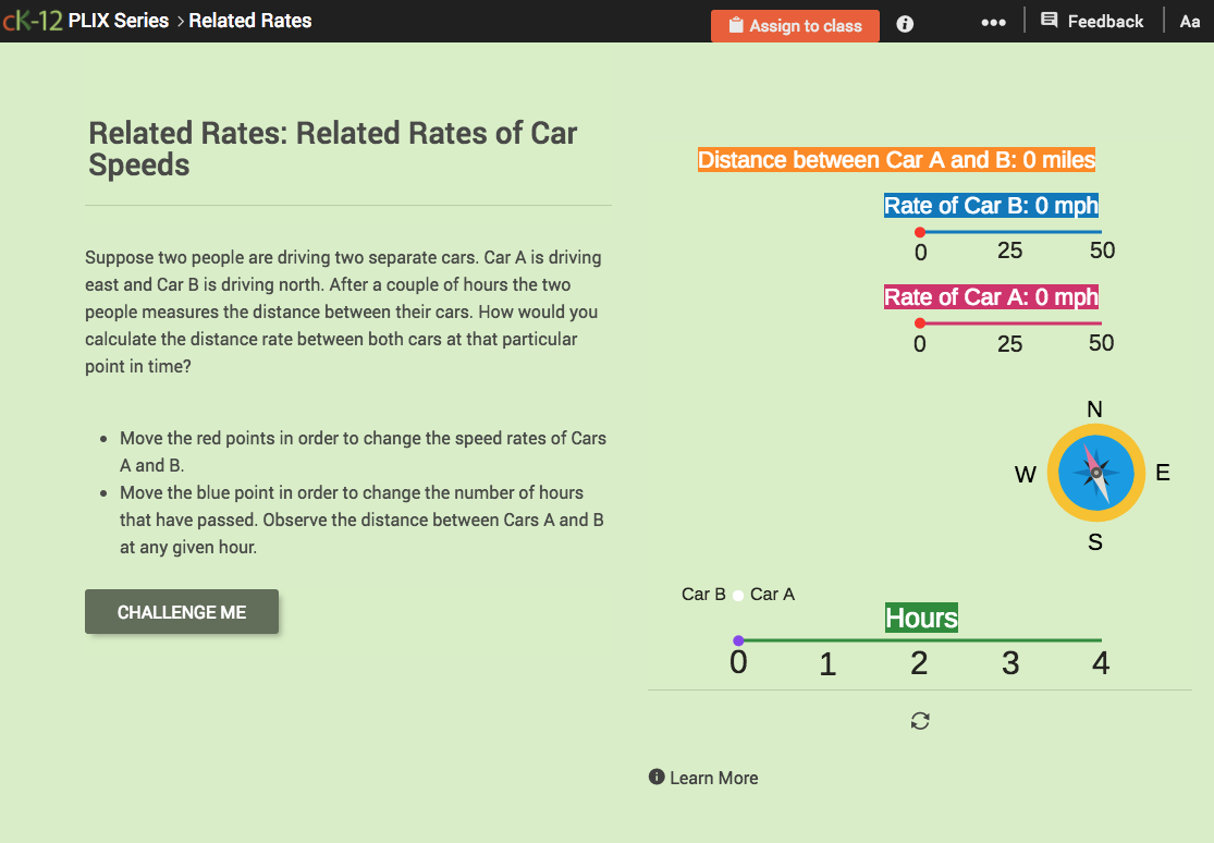 Related Rates of Car Speeds Interactive