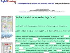 Gerund or Infinitive Interactive