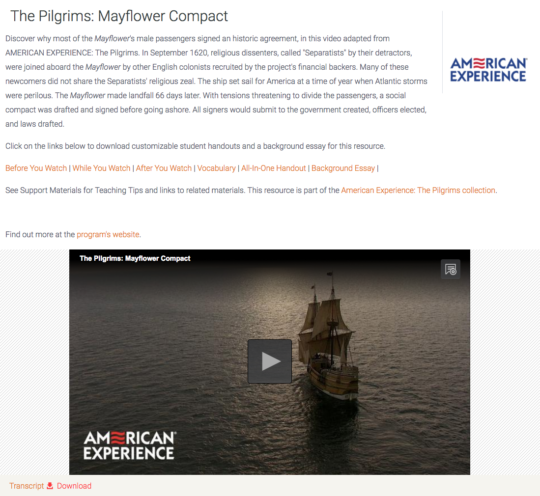 The Pilgrims: Mayflower Compact Instructional Video