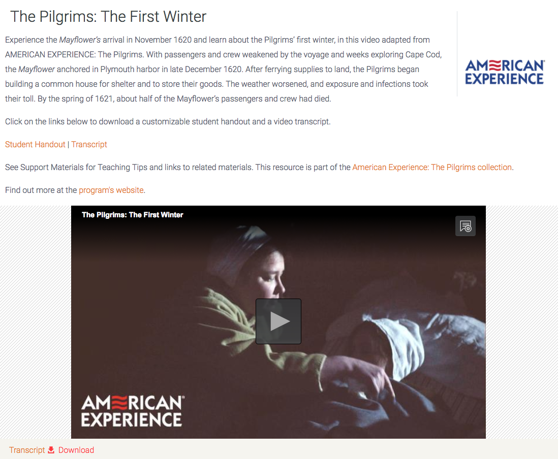 The Pilgrims: The First Winter Instructional Video