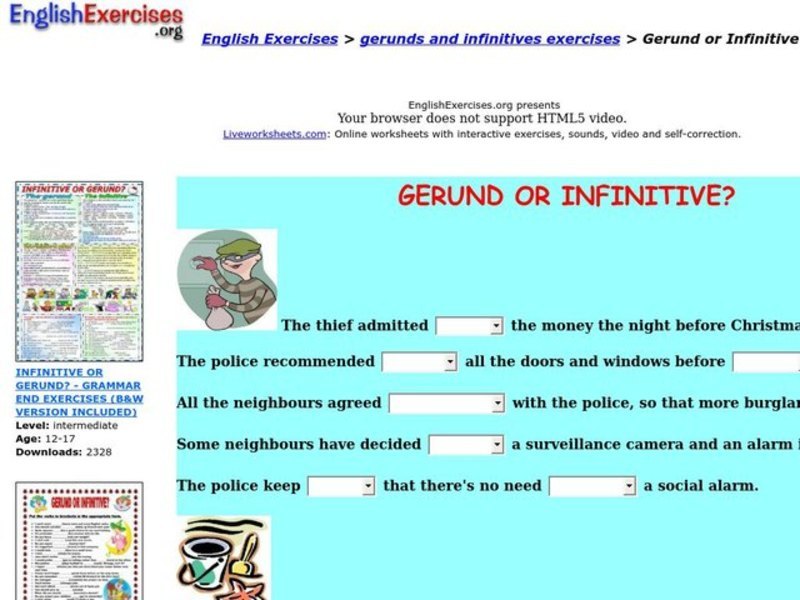 Gerund or Infinitive? Interactive