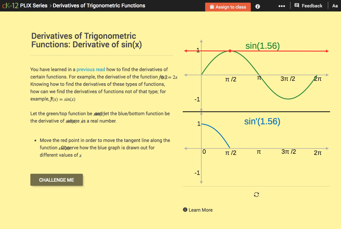 Derivatives of Trigonometric Functions: Derivative of sin(x) Interactive