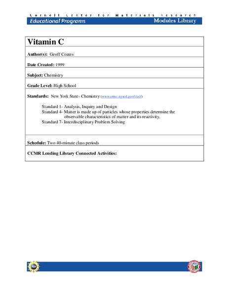 Vitamin C Module Lesson Plan