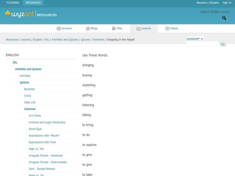 Gerunds and Infinitives Interactive
