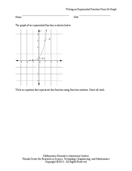 Writing an Exponential Function from its Graph Assessment