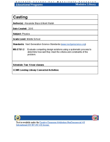 Casting Lesson Plan